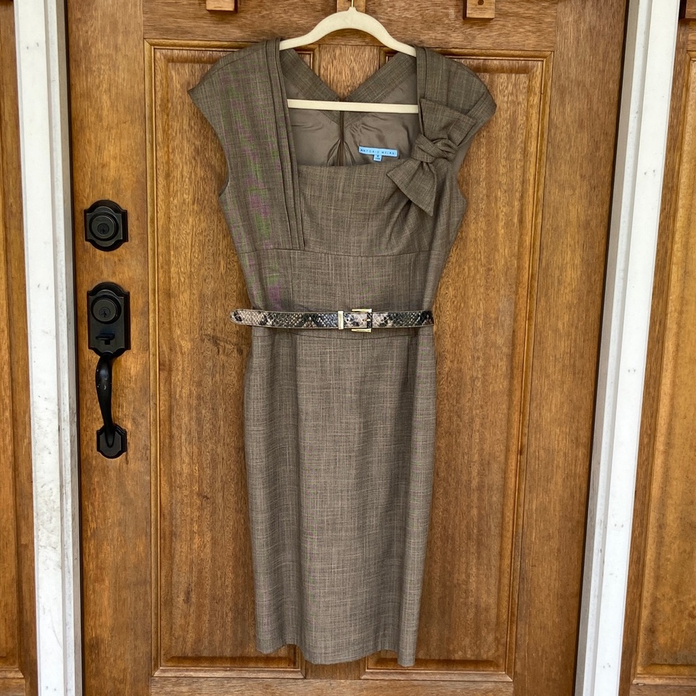 Antonio Melani | Taupe sleeveless dress w/ belt, 6 - Picture 2 of 14